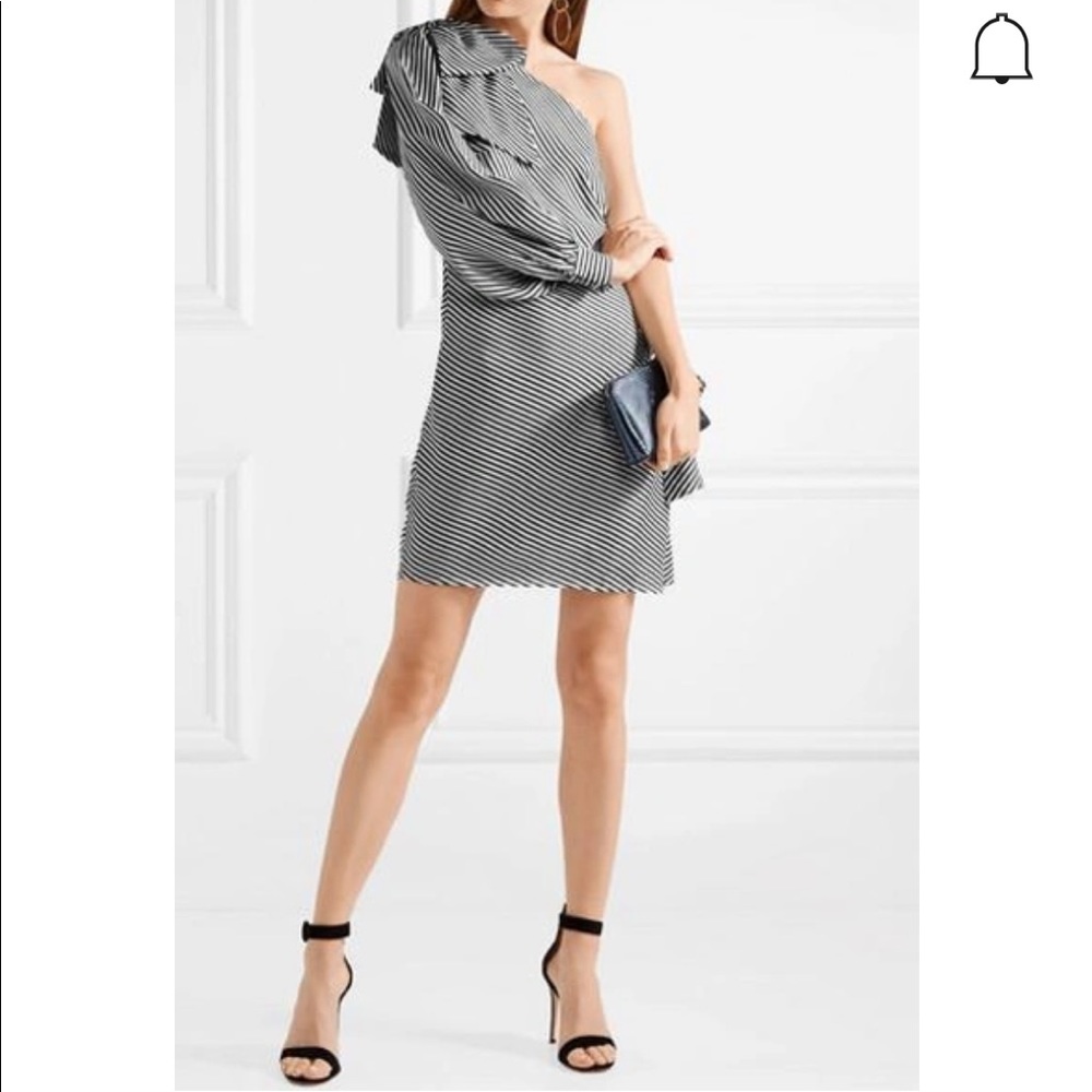 ZIMMERMANN Maples Bow One Shoulder Striped Mini Dress Size, 2 US 8